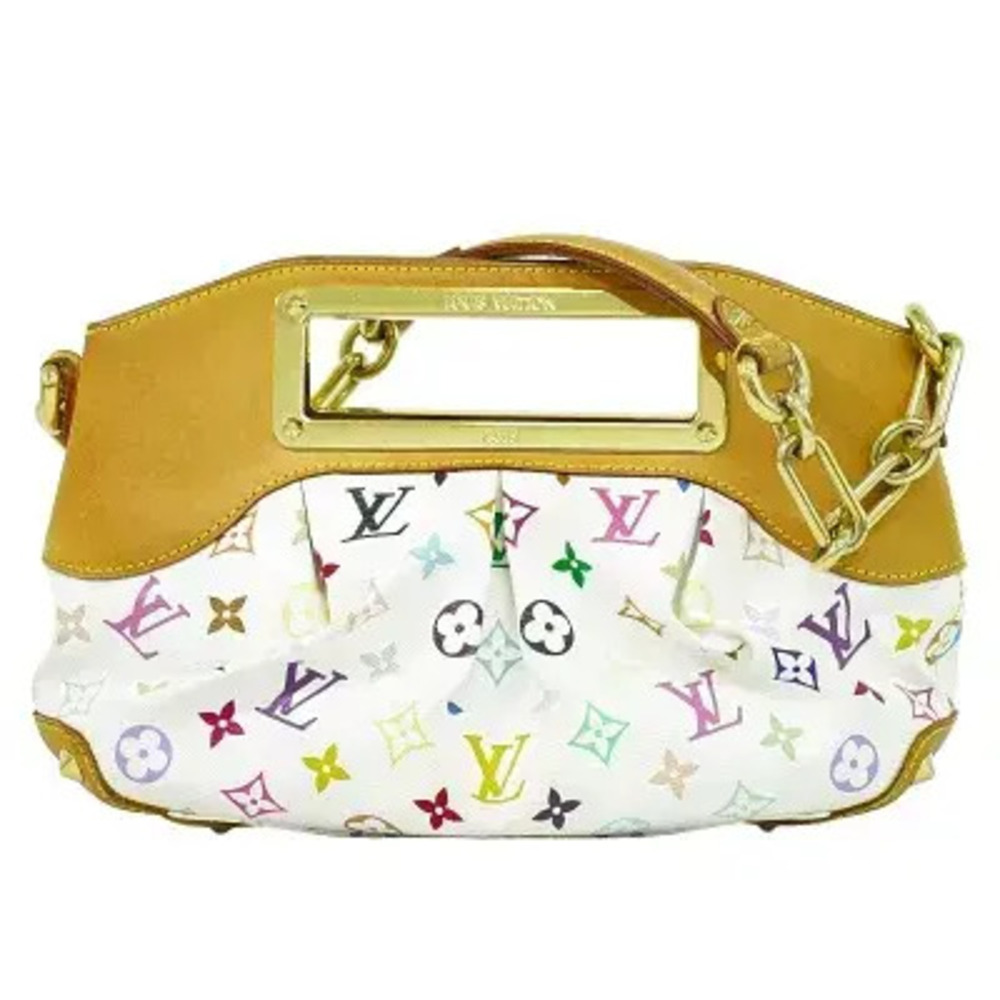 Louis Vuitton LV Judy Monogram 2Way Shoulder Bag Canvas Leather Blanc White
